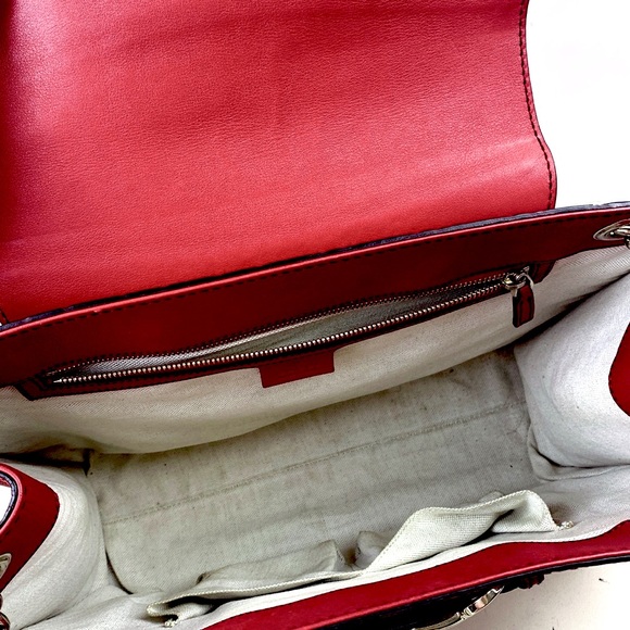 Gucci Authentic Guccissima Horsebit Large Red Leather Emily Bag - Picture 9 of 12